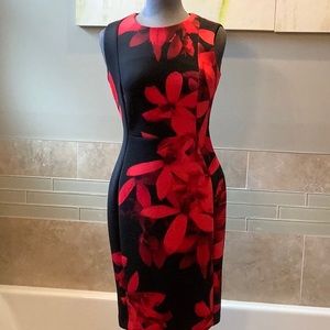 Calvin Klein size 8 red & black fitted dress